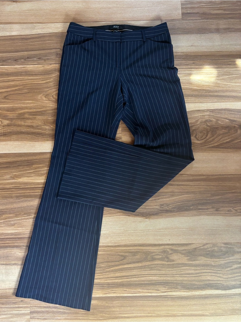 Victoria Secret Women’s Navy Pinstripe Mid Rise Flare Pants 8 Long Christie Fit